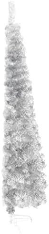 Vidaxl Slim Altificial Half Christman Tree עם Stand Silver 94.5