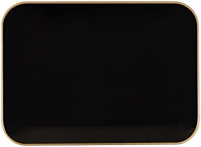 מגשי הגשת פלסטיק מפלסטיק - מלבן שחור המגיש פלטות עם שפת זהב 8''X11 '' מארחת מסיבה חד פעמית של 2 של 2