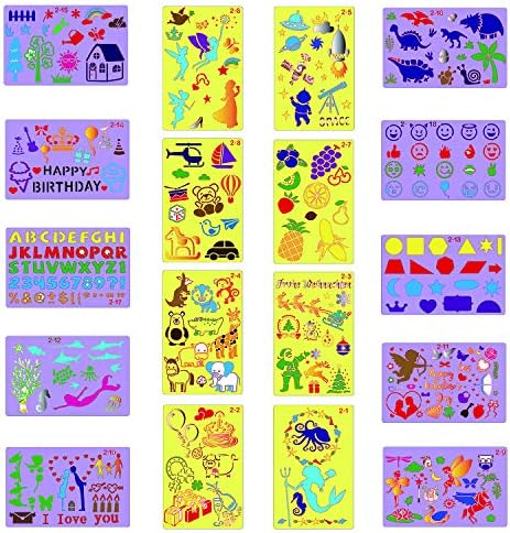 18 יחידות פלסטיק סטנסילים ציור קרפט מכתב לשימוש חוזר ציור יומן תבנית לילדים יצירה, ציור חינוך, בית ספר פרויקטים