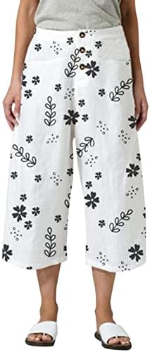 מכנסי טרנימה של קסילוצ'ר נשים דפוס פרחים מזדמנים הדפס פרחוני חוף קיץ חוף מותניים גבוהים מכנסי