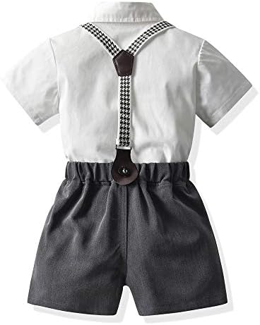 ג'וננג תינוק פעוט ילד ג'נטלמן מכנסיים קצרים מערכים חליפות פלומליות, חולצת פרפר שמלת תינוקות