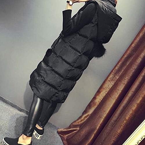 מעילי חורף של SNKSDGM לנשים סתיו וחורף מרופד במורד אפוד ז'קט אורך ברך ללא שרוולים מעבה את מעילי