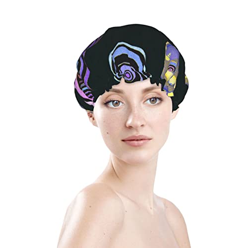 נשים לשימוש חוזר כובע שיער שולי שיער צבעוני חיצוני גלקסי כפול שכבות כובע מכסה אמבטיה למקלחת אטום מים
