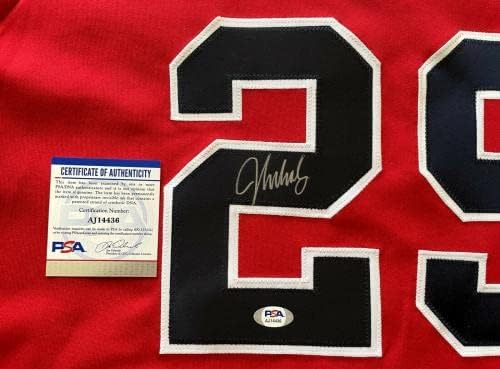 ג'ון סמולץ חתימה חתימה חתומה על חתימה אוטומטית רכב אטום ג'רזי אדום אדום PSA/DNA - גופיות MLB עם חתימה