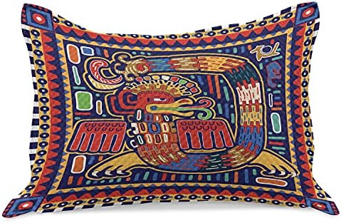 כרית כרית סרוגה מקסיקנית סרוגה מקסיקנית, דפוס תרבות אמנות צבעונית נחש מופשט בסגנון עממי עז, כיסוי כרית בגודל