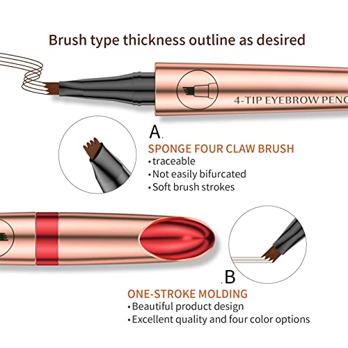 גבות עט עם מיקרו-מזלג טיפ המוליך, עמיד למים כתם הוכחה לטווח ארוך גבות איפור-כהה חום/אור חום/שחור