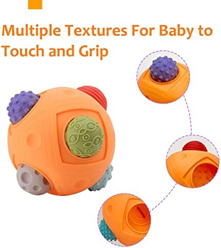 Rohsce 12 PCS ערכת כדורים חושיים, צעצועים מונטסורי לתינוקות 3 חודשים+, צעצועים חינוכיים לתינוקות 6-12 חודשים,