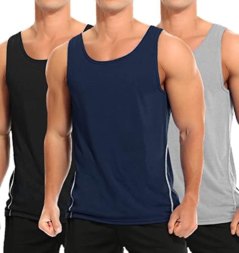 גופיות אימון של גברים אריזרי 3 גופיות חדר כושר רשת כושר ללא שרוולים בכושר יבש, חולצות פיתוח גוף