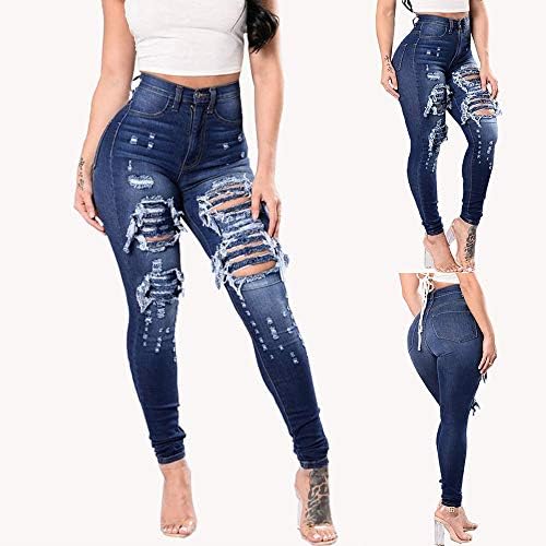 ג'ינס ג'ינס סקסית אשת ג'ינס נשטפה ג'ינס שיפוע חור קרוע לנשים בגדי רחוב ארוכות ג'ינס רוכסן ג'ינס