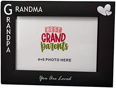 סבתא וסבא אתה אהוב, חרוט מסגרת תמונה מתכת שחורה 4 על 6 אופקיות