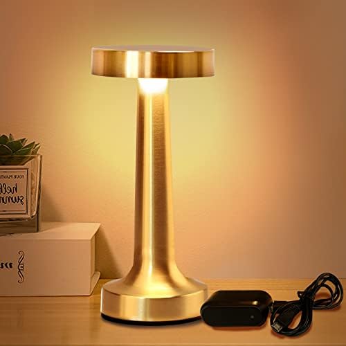 Hommax מנורת שולחן אלחוטי נטענת, מנורת LED מגע, מנורות שולחן USB בהירות 3 דרגות, מנורה שידה לסלון חדר שינה