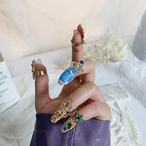 12 יחידות ציפורניים אצבעות טבעת לנשים פרח קשת כתר כתר אצבעות ציפורניים טבעת טבעת טבעת ציפורניים טבעות קריסטל ריינסטון