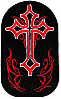 סלטיק אדום שחור צלב שחור ימי הביניים גותי גותי תפור ברזל על בגדי טלאי של שלט תאי רקום