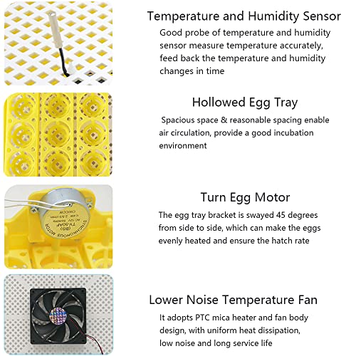 חממת ביצים דיגיטלית אקסונל, מכונת בקיעת ביצים אוטומטית אלקטרונית 80 וואט עם בקרת טמפרטורה ולחות,