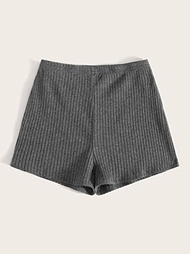 מכנסיים קצרים של Techomania לנשים אלסטיים מותניים סרוגות מכנסיים קצרים לנשים