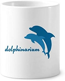 דפוס דולפין כחול אוקיינוס ​​דפוס מברשת שיניים מחזיק עט ספל קרמיקה עמדת עיפרון