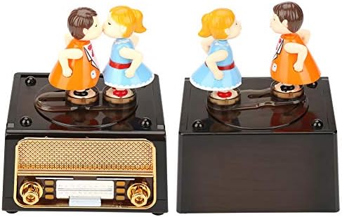 קופסת מוסיקה, צורת רדיו רטרו עם בובות מקסימות נשיקות אחסון קופסת מוזיקה מתנה ולנטיין 17.5¡á13