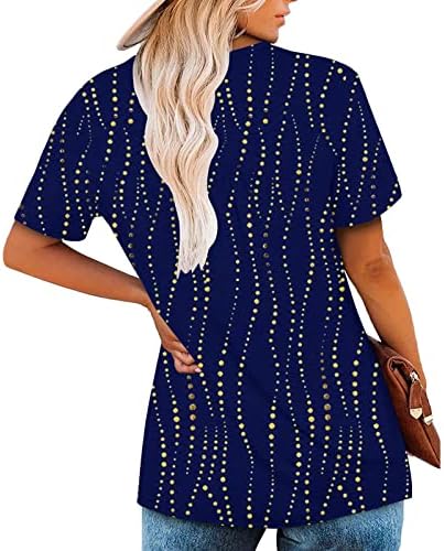 Xiaxogool חולצות הדפסה מצחיקות לנשים כפתור מטה הנלי מכנסיים קצרים שרוול שרוול טוניקות טוניקות גדולות
