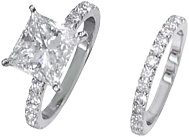 טבעת אירוסין של זירקוניה כולה מכסף מרובע טבעת אירוסין זירקוניה זירקוניה זירקוניה טבעת 5 11 טבעות נשים