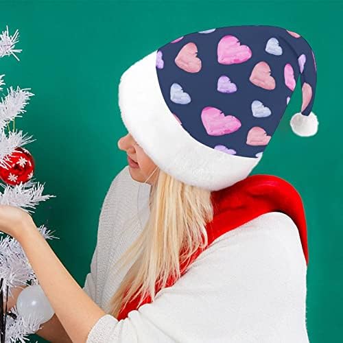 צבעי מים לבבות קטיפה חג המולד כובע שובב ונחמד סנטה כובעי עם קטיפה ברים ונוחות אוניית חג המולד קישוט
