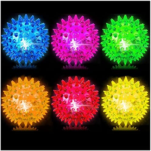 קופצני אור עד כדור לילדים-הוביל מהבהב קוצני חושי מתח כדורי לפעוטות 1-3 2.55 אינץ לקשקש חושי צעצועי זוהר בחושך למסיבה