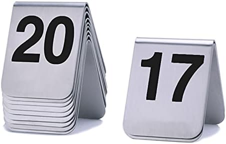 מספרי שולחן נירוסטה של ​​MUKA 10 יחידים, כרטיס מספר דו צדדי בסגנון אוהל, 2.36 W x 2.56 H-שחור-מספר