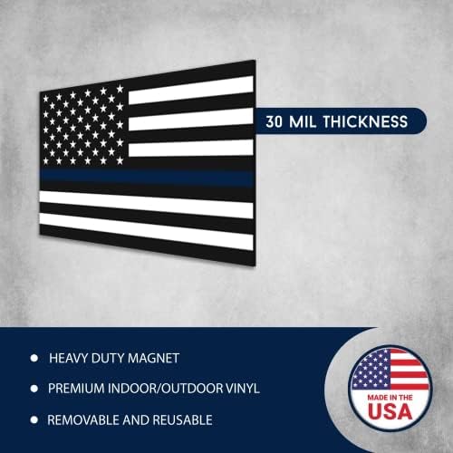 מגנט לי למעלה קו כחול דק מדבקות מגנט דגל אמריקאי, 4x6 אינץ ', שחור וכחול, מגנט רכב כבד לרכב שטח של משאיות רכב,