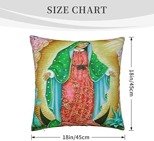 Kadeux Guadalupe כרית בתולה תוספות כריות זריקה בגודל 18x18 אינץ 'הכנס כיסוי כרית זריקה מרובע