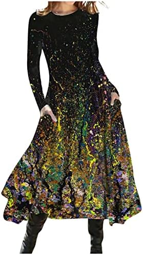 שמלות סתיו של פירו לנשים 2022, בתוספת שמלות בסגנון אתני בגודל נשים שרוול ארוך צוואר הצוואר הדפס
