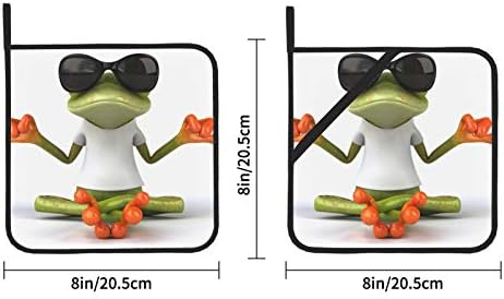 צפרדעי מצחיק מדיטציה יוגה צפרדעי מגבות מטבח ומחזיק סיר מערכים רפידות חמות עמידות בחום 2 PCS רפידות חמות