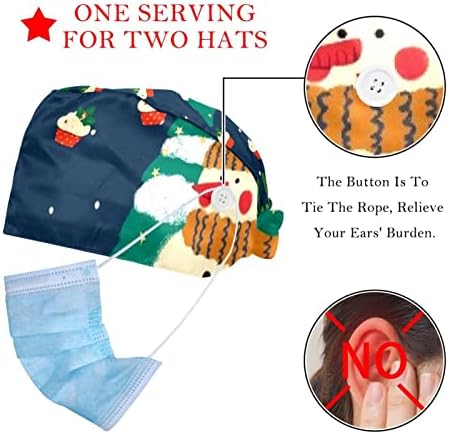 דיייה 2 חבילות מתכוונן עבודה כובע עם כפתור סרט זיעת עבור אחיות נשים קוקו כובע חג המולד ילד