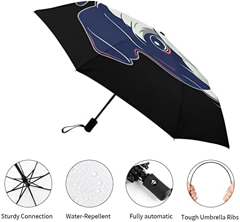 כובע ראש כלב מטריית נסיעות עמיד לרוח נייד 3 מטריות גשם עמידות מתקפלות