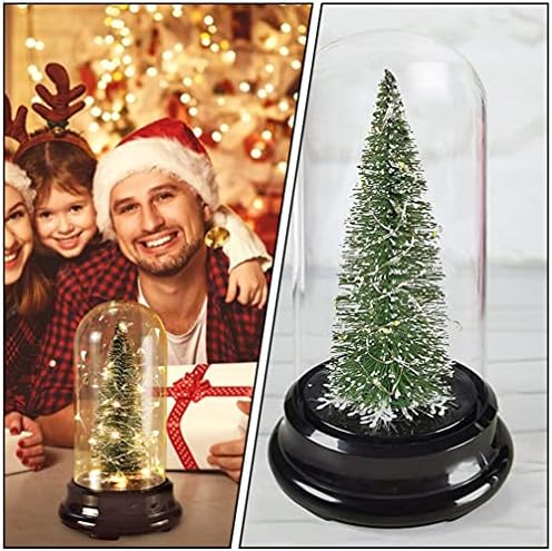 עץ חג המולד של Bestoyard מיני בכיפת זכוכית עץ סיסל מלאכותי עץ אורן מיניאטורי עצי שלג חלבית עם מיתר