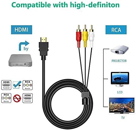 HDMI ל- RCA כבל, MCXAN 1080P 5ft/1.5M HDMI זכר ל 3-RCA וידאו זכר אודיו AUD AV CABLE CONDAPTER