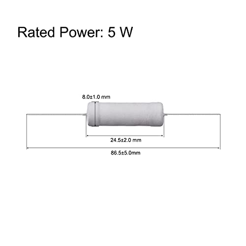 UXCell 60 PCS 5W נגן סרט תחמוצת מתכת 3.9K, 4.7K, 5.6K, 8.2K, 10K, 15K, 18K, 20K, 22K, 24K, 27K, 30K