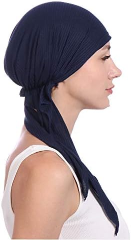 נשים כותנה כפת טורבן כובע קומפי כיסוי ראש בציר למתוח דק ראש לעטוף ארוך שיער רפוי הכימותרפיה כפת כובע