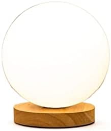 מנורת שולחן שולחן JJRY מנורת שולחן זכוכית פשוטה יצירתית חמה לילה אור חדר שינה קישוט קישוט כדור מעץ עץ שולחן