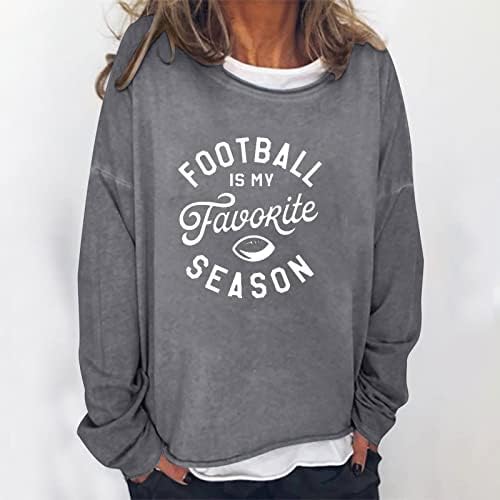 כדורגל הוא שלי האהוב עונה חולצות לנשים ארוך שרוול חולצה חולצות מקרית מכתב הדפסת סוודר כדורגל יום חולצות