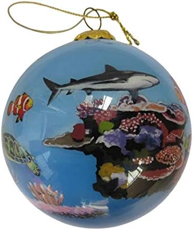 יד צבוע זכוכית חג המולד קישוט-אלמוגים שונית מוקף ים חיים קי ווסט