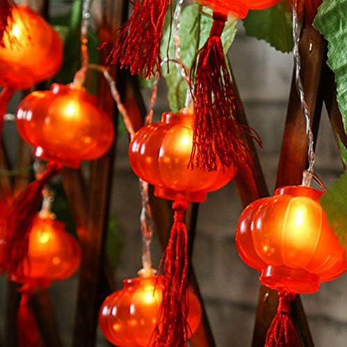 AMOSFUN מיני פנס סיני אורות מיתרים תלויים LED LED פנס אדום מנורה לשנה החדשה מיני פנסים למסיבת פטיו חיצונית