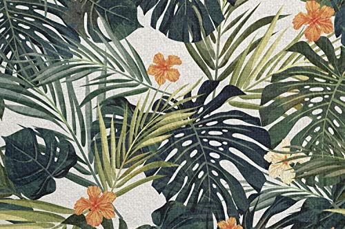 מגבת מחצלת יוגה ירוקה של אמבסון, דפוס אלוהה של הוואי הקיץ הצמחים הטרופיים ופרחי היביסקוס, כיסוי כרית אימון פילאטיס