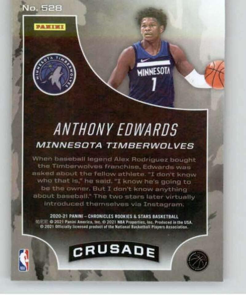 2020-21 Panini Chronicles 528 אנתוני אדוארדס RC טירון מינסוטה טימברוולבס NBA כרטיס מסחר בכדורסל