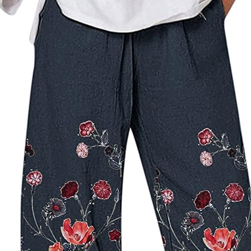 נשים מקרית בבאגי קצוץ מכנסיים אלסטי מותניים קיץ חוף מכנסיים קל משקל רחב רגל זורם מכנסי טרנינג