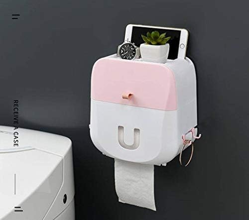FXBZA ללא קידוח מחזיק נייר טואלט מחזיק גלגל שירותים קיר עם מדף אחסון עם מדף טלפון מחזיק נייר