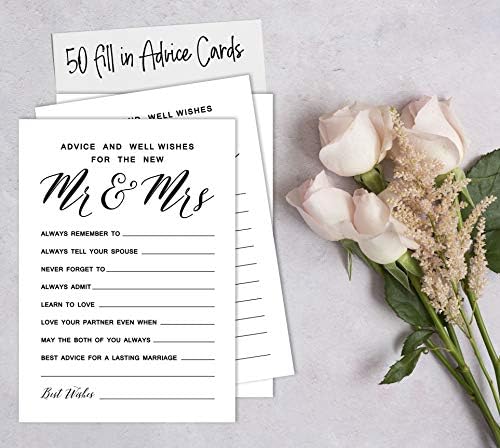 חבילה של Inkdotpot של 50 כרטיסי ייעוץ לבנים קלאסיים, ייעוץ ומשאלות לחתן ולכלה, MR ו- MRS פעילות משחק חתונה