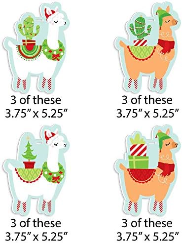 נקודה גדולה של אושר fa la llama - קישוטים למסיבות חג המולד וחג - קישוטים לעץ חג המולד - סט של 12