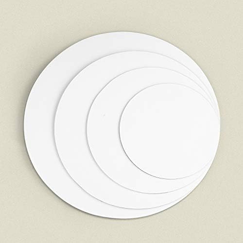 לוחות עוגה, בסיס מעגל עגנה עגול לבן - 6,8,10 ו 12 אינץ ', 5 מכל גודל