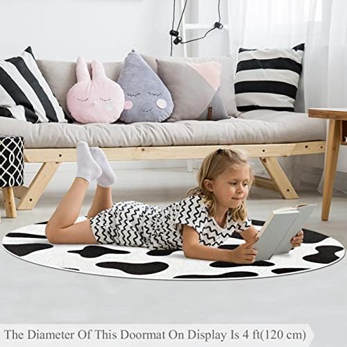 Llnsupply בגודל גדול 5 מטר ילדים עגול ילדים שטיח שטיח פרה שחור שחול לבן כרית שטיחים ללא להחליק ילדים שטיח