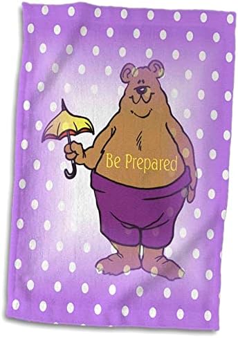 תמונת דוב 3 של דוב עם מטרייה על נקודות סגולות עם היו מוכנות - מגבות