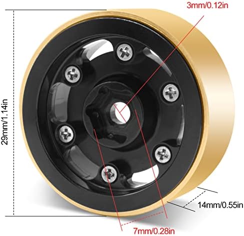 OGRC 1.0 גלגלי RC גלגלים חרוזים עם טבעות גלגל פליז קיזוז שלילי 3 ממ גלגל חישוקי גלגל עבור 1/18 TRX4M 1/24 SCX24